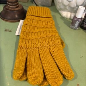 C.C Mustard Knit Gloves